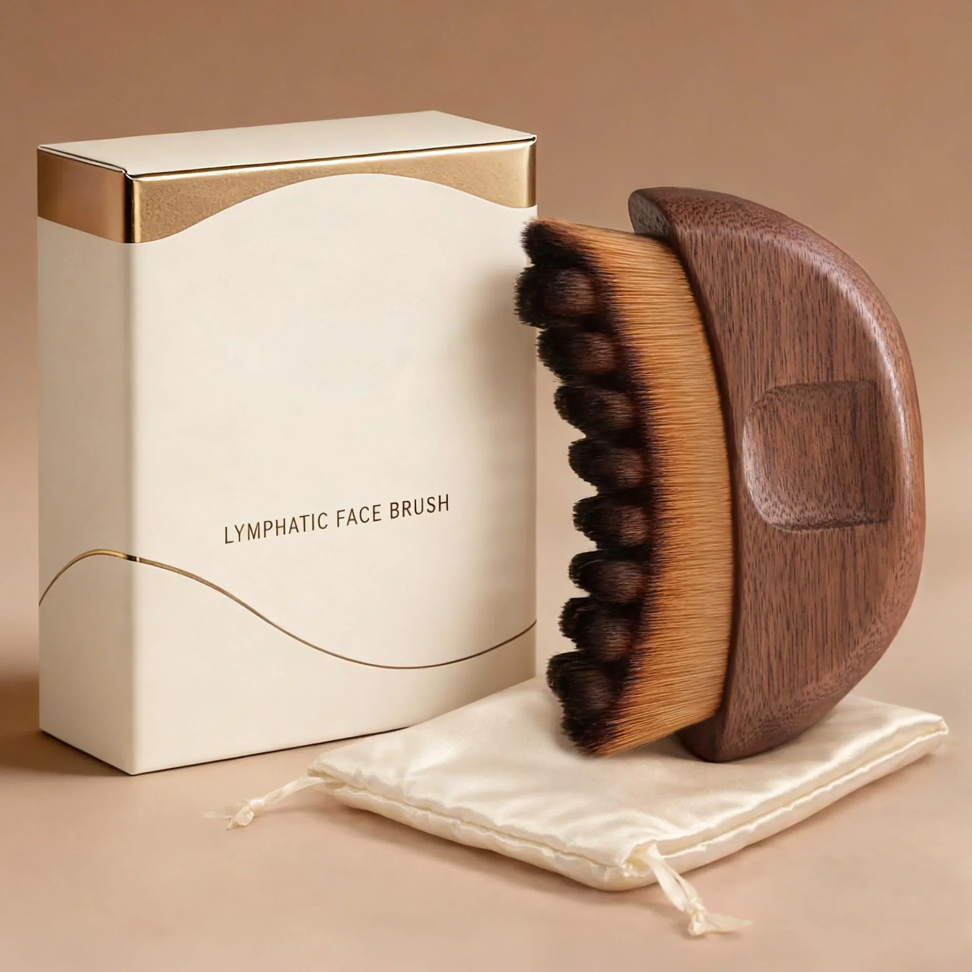 

2026 New Walnut Wood Lymphatic Contour Facial Brush, Gua Sha Tool for Anti-Puffiness