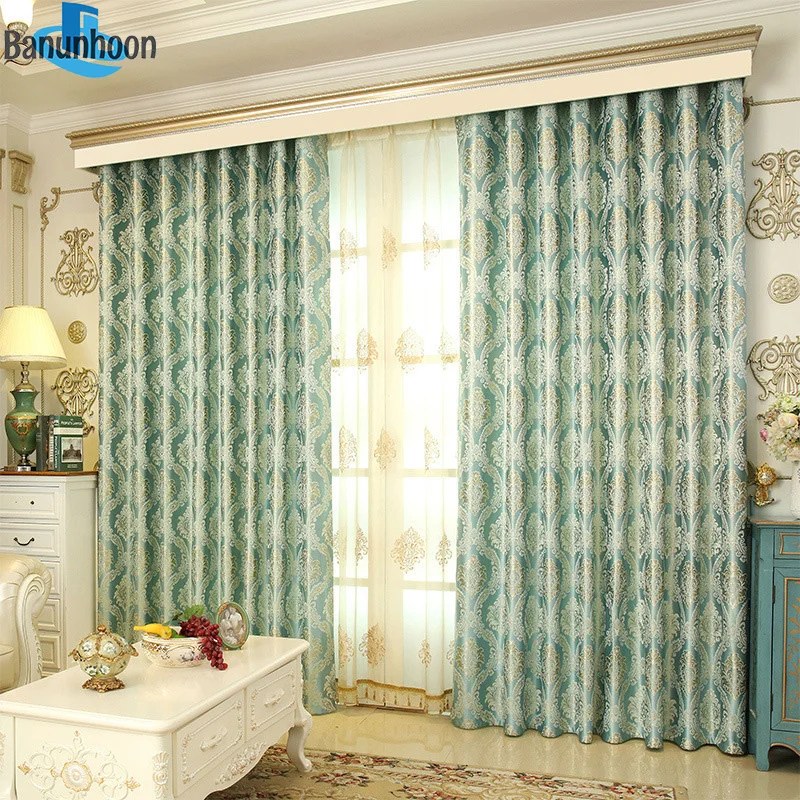 

Ready Made Window Curtains For Living Room Luxury Royal Blinds Blackout Jacquard Curtain Fabric and Tulle For Bedroom