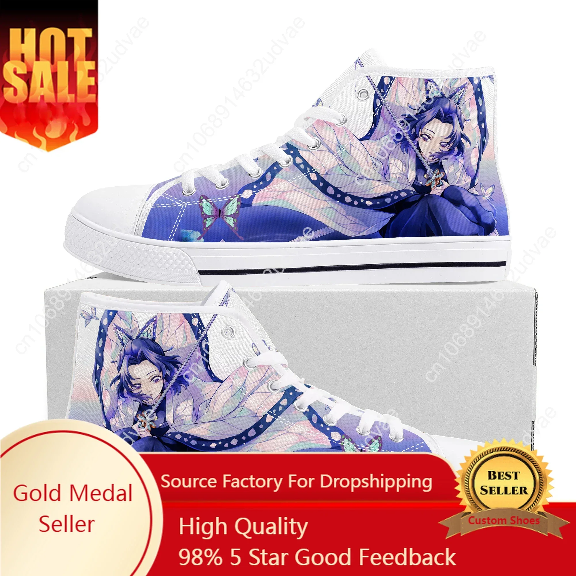 

Anime Shinobu Kocho Demon Slayer Kimetsu No Yaiba High Top Sneakers Mens Womens Teenager Canvas Sneaker Couple Shoes Custom Shoe