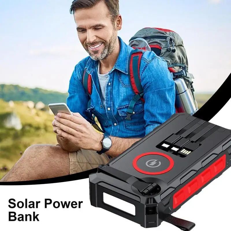 

Solar Powerbank Phone Charger Power Bank With Flashlight Electronic Devices Powerbank Foldable Waterproof For Fishing Camping