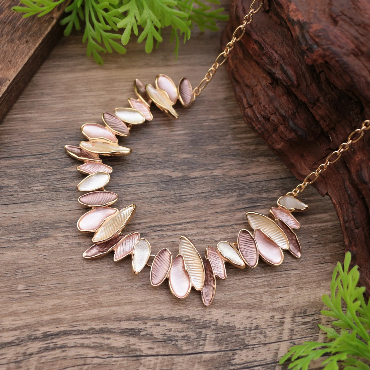 DIY accessories enamel color irregular petal necklace women exaggerated design geometric flower neck chain wholesale