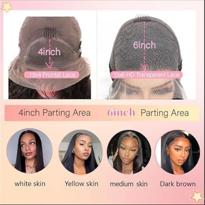 Parrucche diritte naturali Parrucche in pizzo HD da 40 pollici per capelli umani 13x6 Parrucche frontali trasparenti in pizzo brasiliano al 100% per le donne