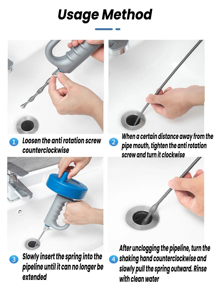 Snake Spring Pipe Dredging Tool, Pipe Unblocker, Banheiro, Cozinha, Esgoto de Cabelo, Sink Pipeline, Ferramentas de Limpeza, 3, 4, 5, 7 Metros