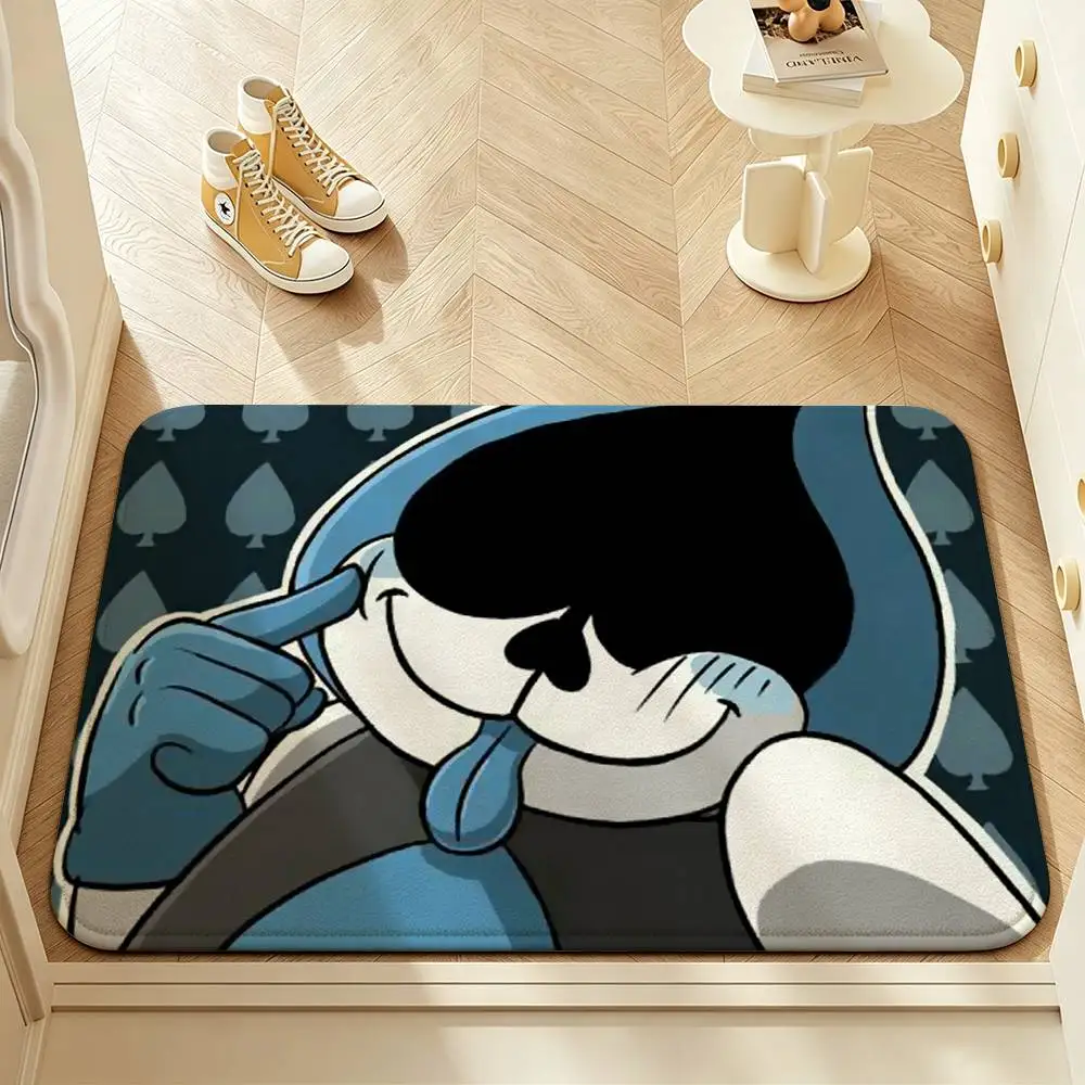Cute L-Lancer GAME D-Deltarune Indoor Short Plush Door Mat Anti-Slip Backing Soft Foot Mat for Entryway Bedroom