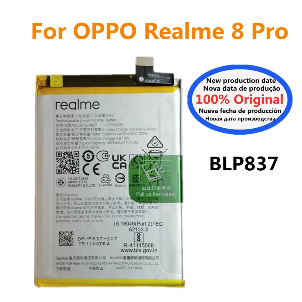 BLP837 4500mAh Original Battery For OPPO Realme 8 Pro 8Pro High Quality Mobile Phone Batteries Bateria