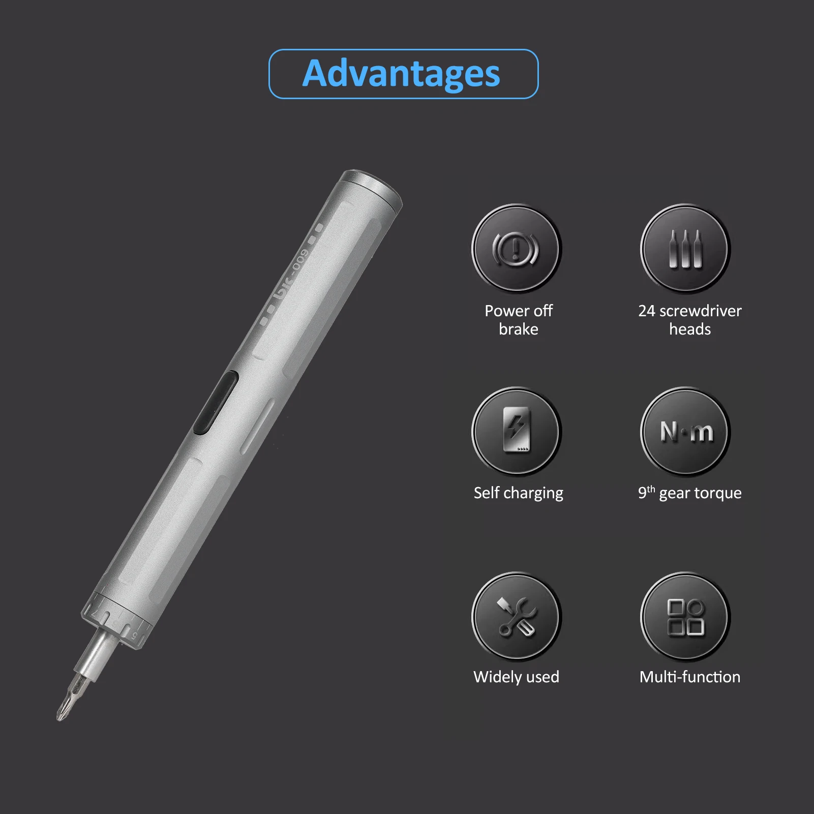 

BK-009 Бытовая многофункциональная электрическая отвертка Мини-отвертка 9-скоростная регулируемая перезаряжаемая отвертка с крутящим моментом