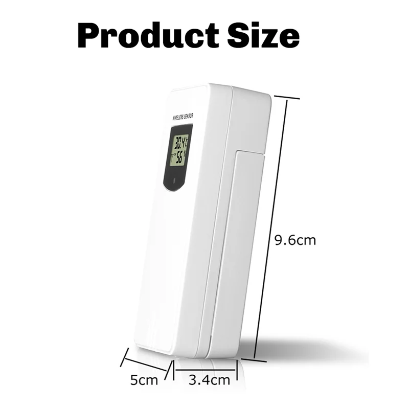 เครื่องวัดความชื้นสัมพัทธ์เซ็นเซอร์ไร้สายความชื้นส่วนใหญ่เครื่องวัดอุณหภูมิดิจิตอลอิเล็กทรอนิกส์ใน/กลางแจ้งพร้อมสถานีตรวจอากาศสีขาว