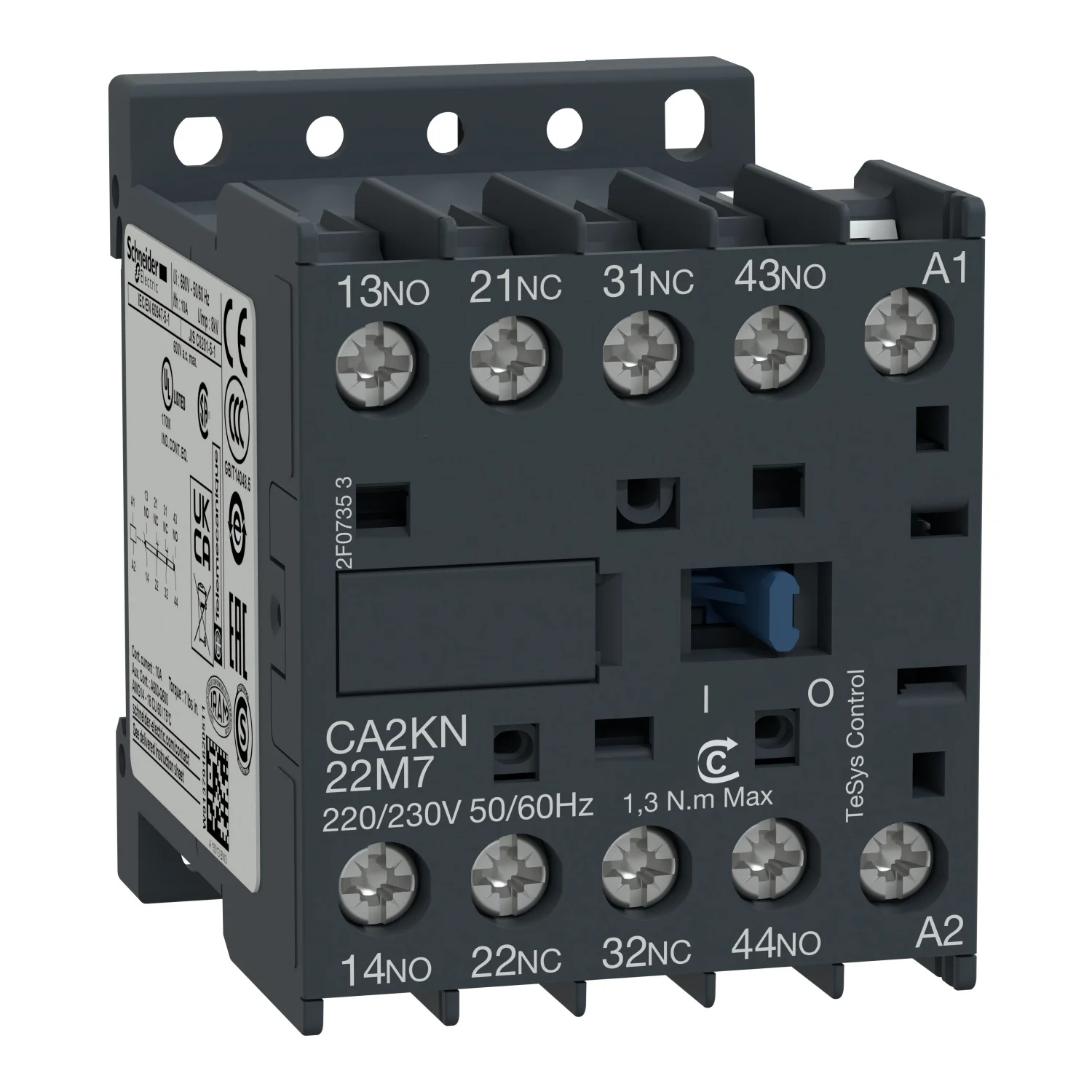 CA2KN22M7 CA2-KN22M7 TeSys K control relay - 2 NO + 2 NC - = 690 V - 220...230 V AC coil