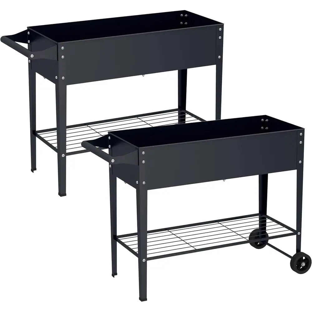 

Elevate 2Pcs 32" Tall Raised Garden Bed with Wheel,Planter Box or Backyard,Outdoor Garden, Patio, Balcony, 400lb acity,Grey