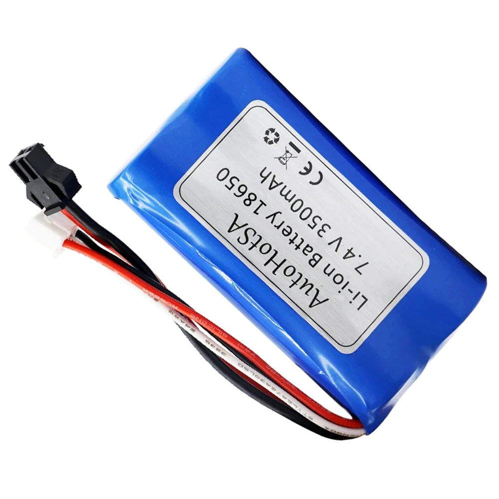 (SM Plug) 7.4V 3500mAh 18650 Lipo Battery for WPL MN99S D90 U12A S033g Q1 H101 Rc Boats Cars Tanks Drones Parts 2S 7.4V Battery