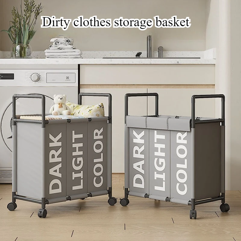 

Хит продаж, большая трехсеточная корзина со съемными колесами для хранения грязного белья, корзина для хранения грязного белья в ванной комнате