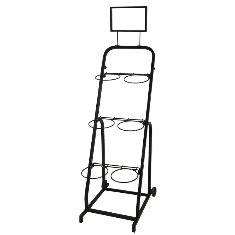 Black Metal Pipe Indoor Outdoor Basketball Volleyball, and Sports Ball Storage Organizer Rack