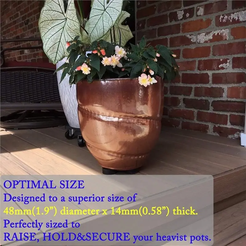 PZHI 24 Pack Invisible Pot Feet Solid Rubber Non-Slip Surface Grip Plant Pot Risers for Garden Flower Pots Decking