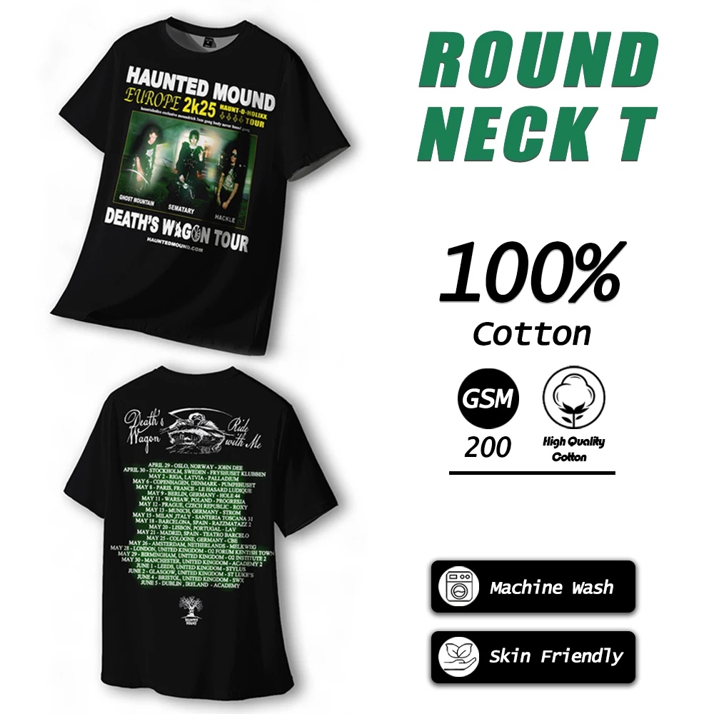 

Haunted Mound Dark Gothic Graphic T-shirt Hip-hop Underground Culture Men's And Women Cotton Tops Death Metal Vintage Streetwear
