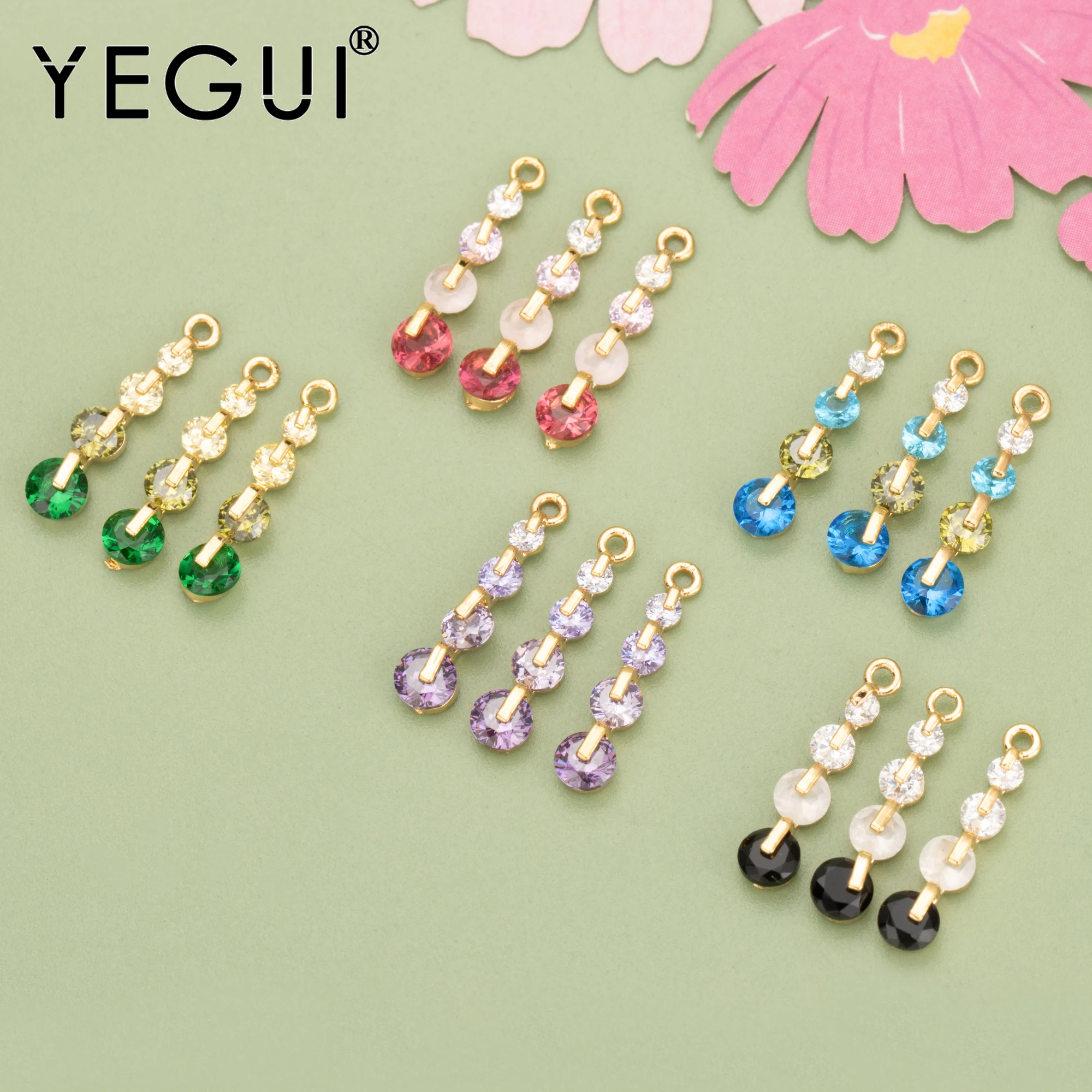 

YEGUI MB56,jewelry accessories,18k gold plated,nickel free,copper,zircons,charms,jewelry making findings,diy pendants,6pcs/lot