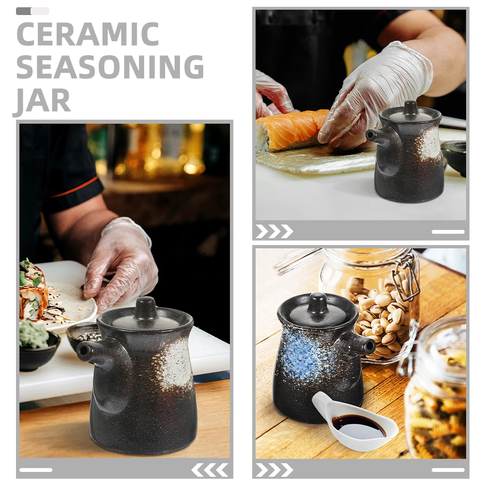Olla para salsa de cerámica, tarro para vinagre, dispensador de salsa de soja, botella de aceite, hervidor de condimentos de estilo japonés, pimentero, especias, 2 uds.