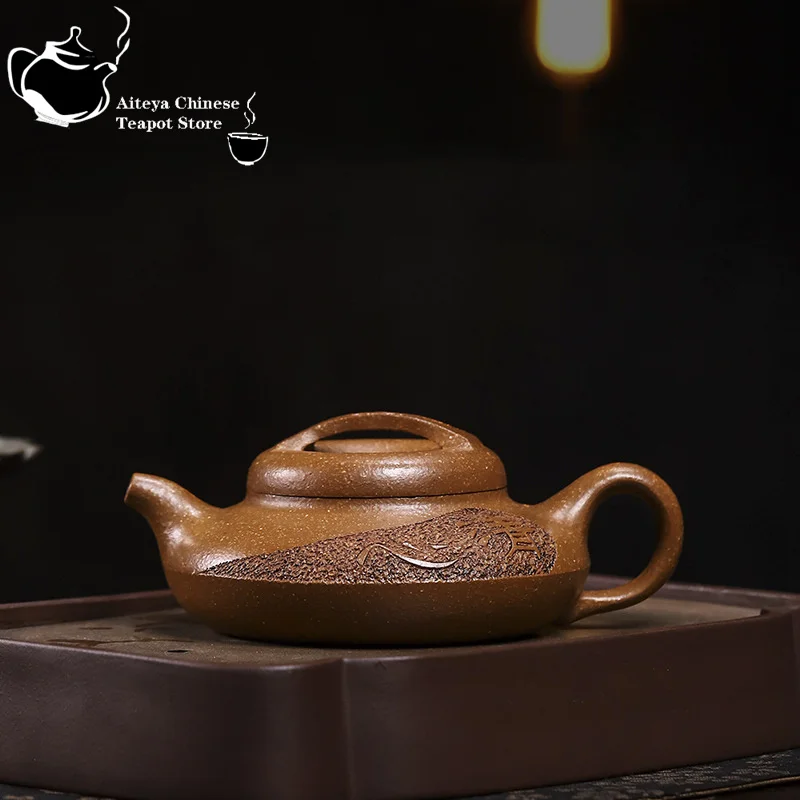 Yixing handmade purple clay teapot, original ore, gold descending slope, clear heart, nourish virtue, household tea set, teapot