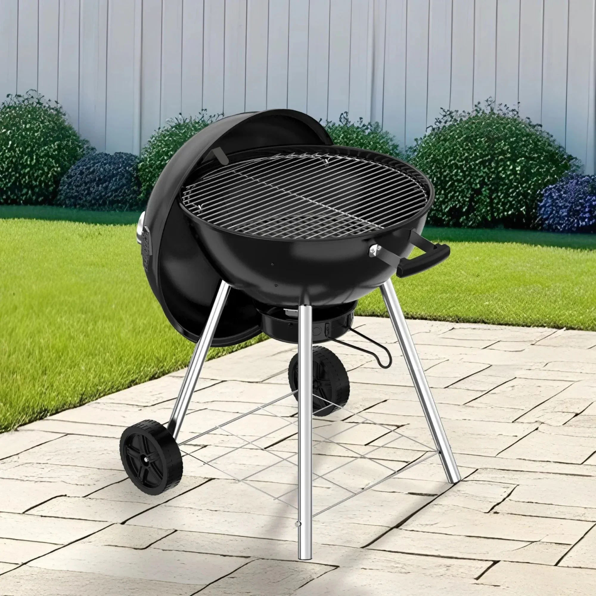 

22.5 Inch Charcoal Kettle Grill, Classic Outdoor BBQ with Lid & Vents for Grilling, Smoking & Slow Cooking