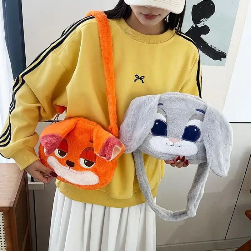 

Мягкая плюшевая сумка-кроссбоди «Зверополис» с Ником Уайлдом и Джуди Хоппс, большая вместимость, портативная дорожная сумка, для хранения помады, праздничный подарок