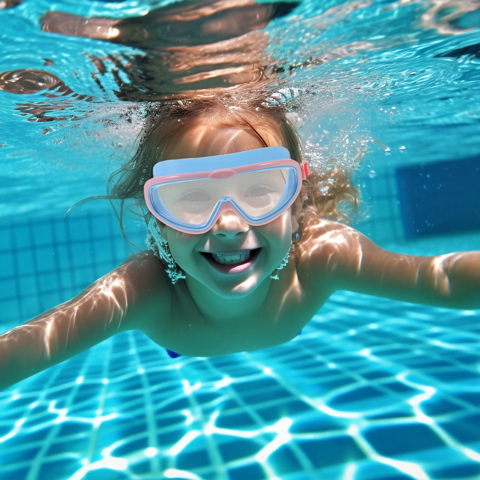 

Waterproof Swim Goggles s Red Strap Large Size Anti Fog UV Protection Diving Glasses Swimming