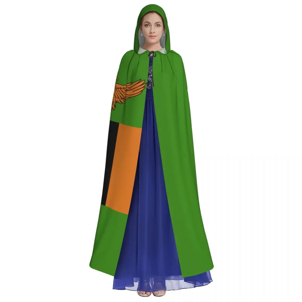 Unisex Volwassen Zambia Vlag Met Capuchon Lange Heks Kostuum Cosplay