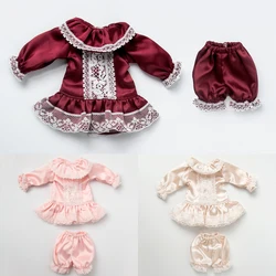 Blyth Clothes Lace Vintage Long-sleeved Shirt Shorts Pajama Set Home Wear dress for Ymy Licca Azones Ob22 24 27 Doll Accessories