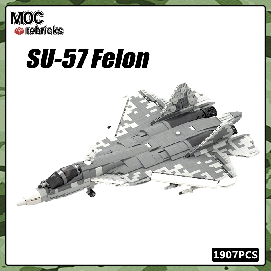 WW2 Military Series Brick US Armed Bomber Sukhoi SU-57 Assemble Fighter MOC Building Block Creative Model Kid Toy Christmas Gift