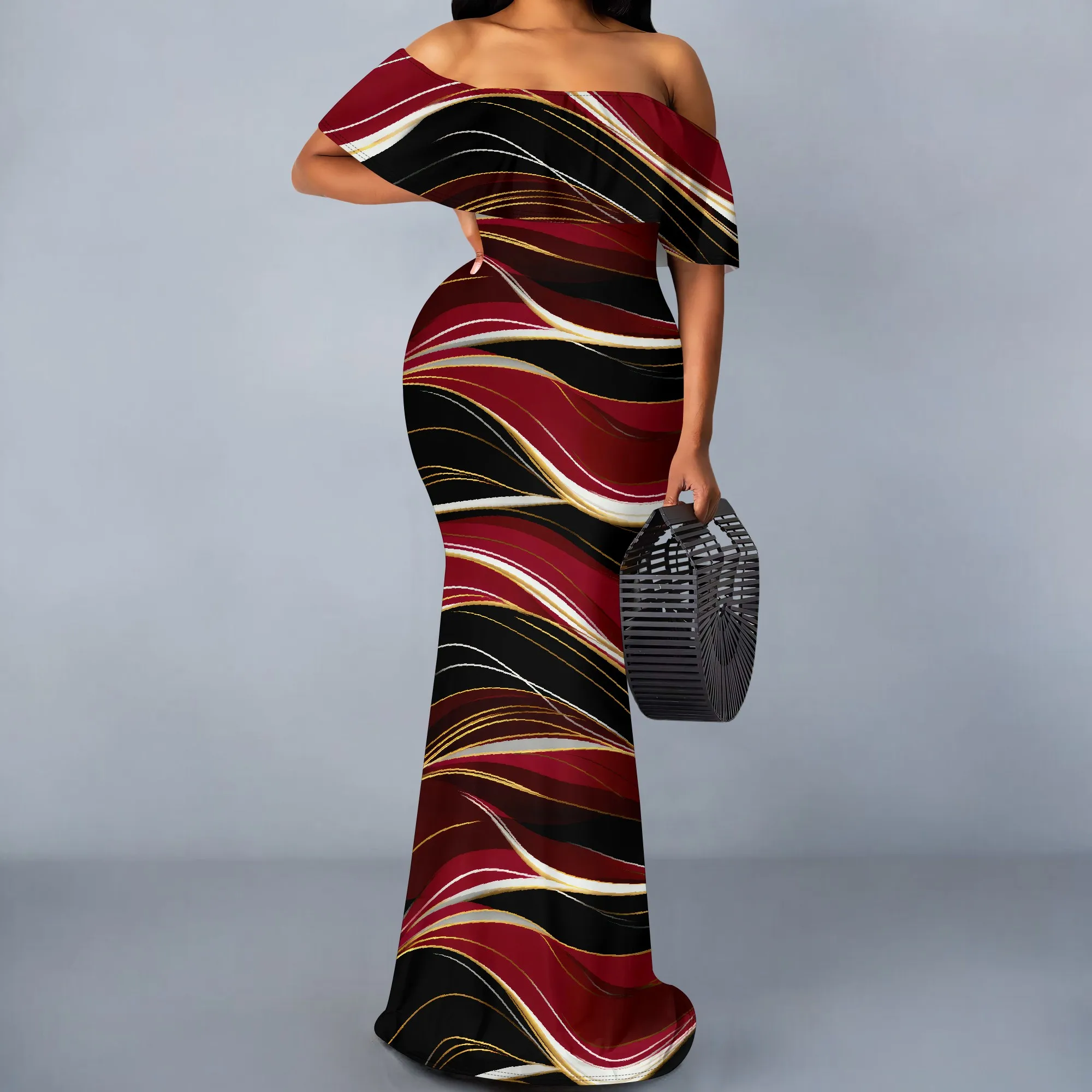 Women's Off Shoulder Maxi Dress Sexy Hawaiian Floral Long Party Dresses