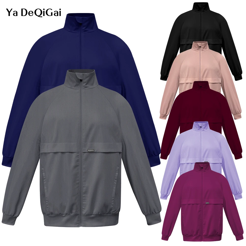 Chaquetas de enfermería para hombres y mujeres, abrigo de laboratorio, ropa de trabajo médica profesional, Tops de calentamiento, uniformes con bolsillo frontal con cremallera