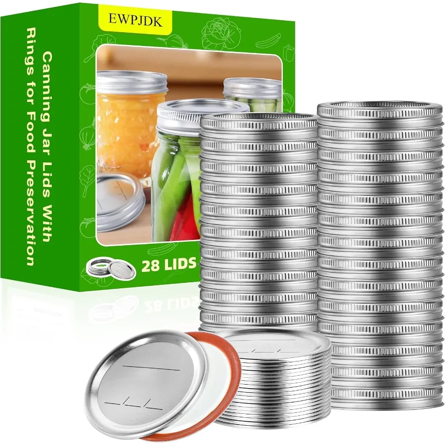 

56PCS Canning Lids with Rings For Mason Regular Mouth Jars Lids With Rings/Bands Mason Jars For Canning Food Fruits Food Grade