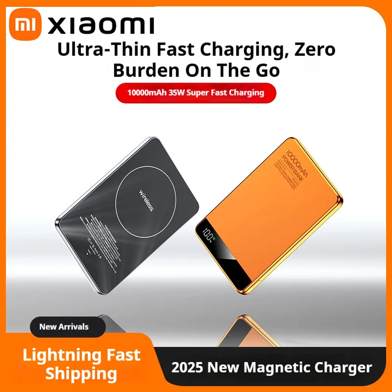بطارية باور بانك مغناطيسية Xiaomi 10000mAh 3 في 1 QI 15 وات شحن سريع لاسلكي مع شاشة ذكية لساعة iPhone Airpods #2