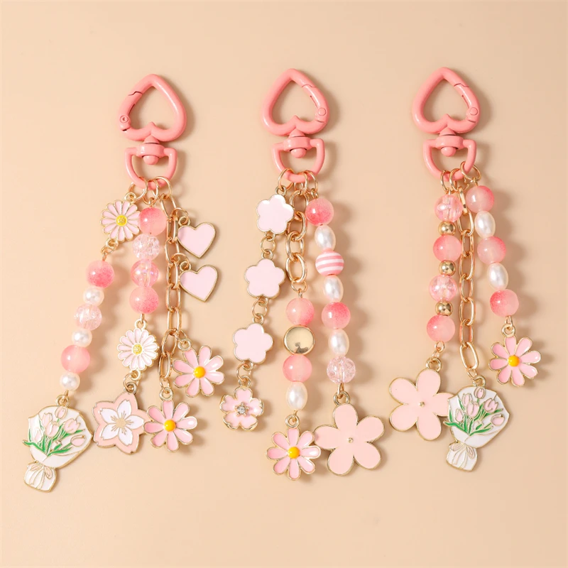 Modischer Bunter Blumen-Schlüsselanhänger für Autoschlüssel, Souvenir-Geschenke für Frauen und Männer, Handtaschen-Anhänger, Schlüsselringe, DIY-Schmuckzubehör – Detail 29