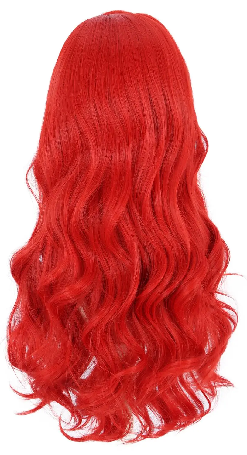 여자 빨간 합성 헤어 가발, 긴 웨이브 할로윈 코스프레, 코스튬 애니메이션 가발, 파티 애니메이션 코스프레 헤어