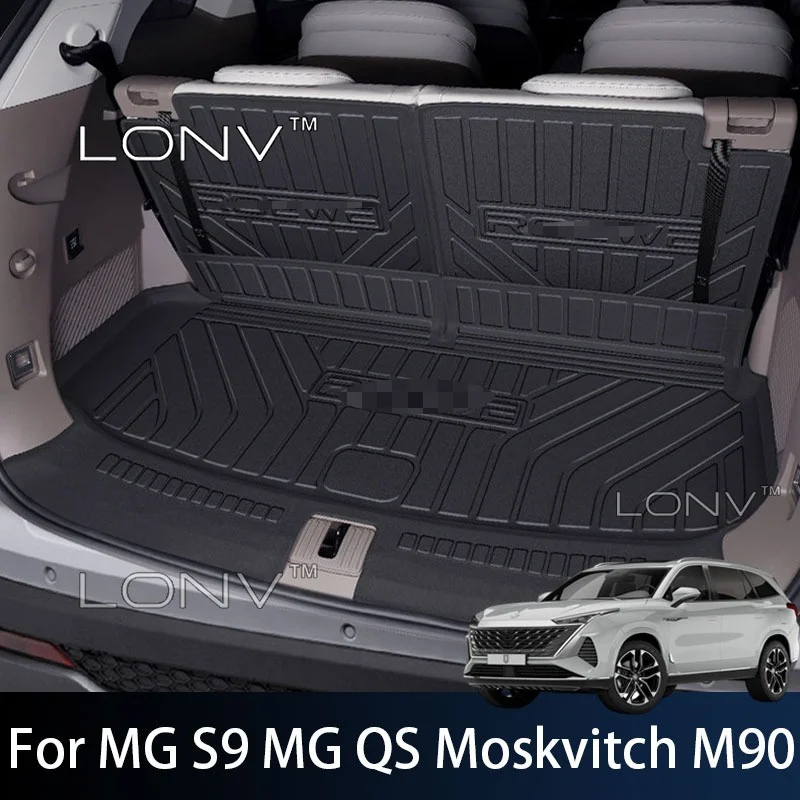 Für MG S9, MG QS, Moskvitch М90, Roewe RX9 2026, 2027, 2025: Hintere TPE-Kofferraummatte, Sitzlehnenpolster, Anti-Kick-Laderaummatte, Zubehör