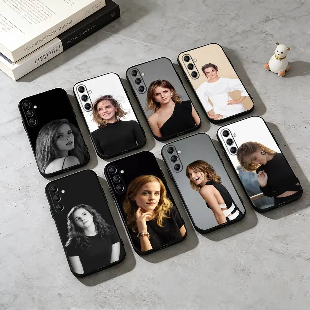 

E-Emma Watson Actress Portrait Phone Case Black Silicone Soft For Samsung Galaxy A73,A72,A71,A70,A53,A52,A51