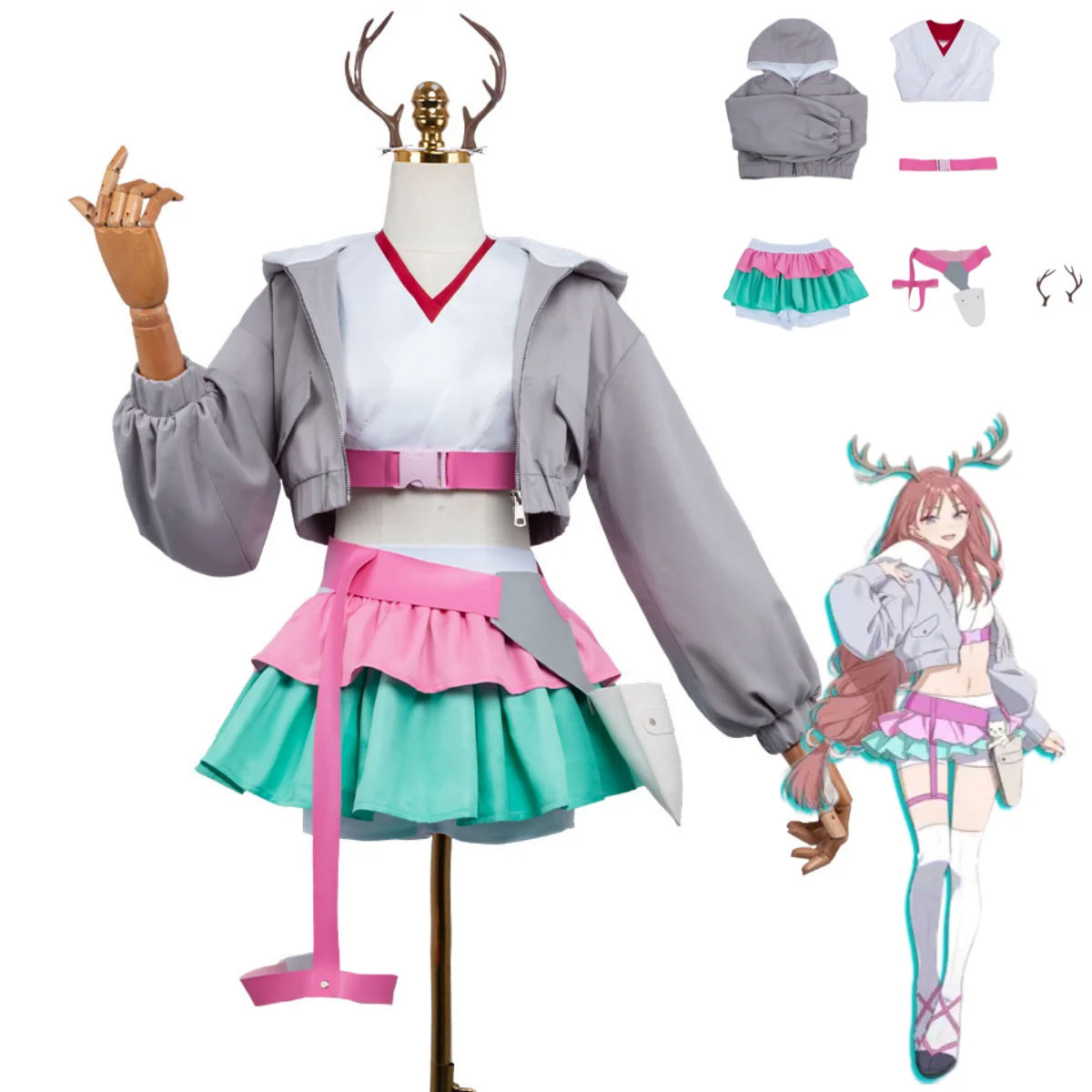 

Anime Cosmic Princess Kaguya Ayatsumugi Roka Cosplay Costume Sportswear Coat Skirt Full Set Woman Cute Halloween Party Suit