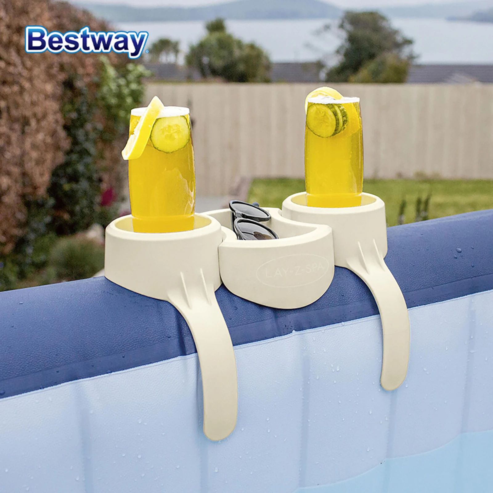 Bestway 60306 1PC Summer Pool and Winter Spa Dual Purpose Cup Holder Cup Tray Outdoor Hot Tub and Spa Accessory Portable Inflata