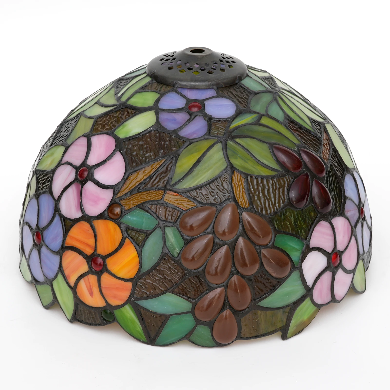 12-Inch Grapes Lampshade Replacement, Tiffany Style Floral Stained Glass Lamp Shade Only for Table Lamps Pendant Lamps