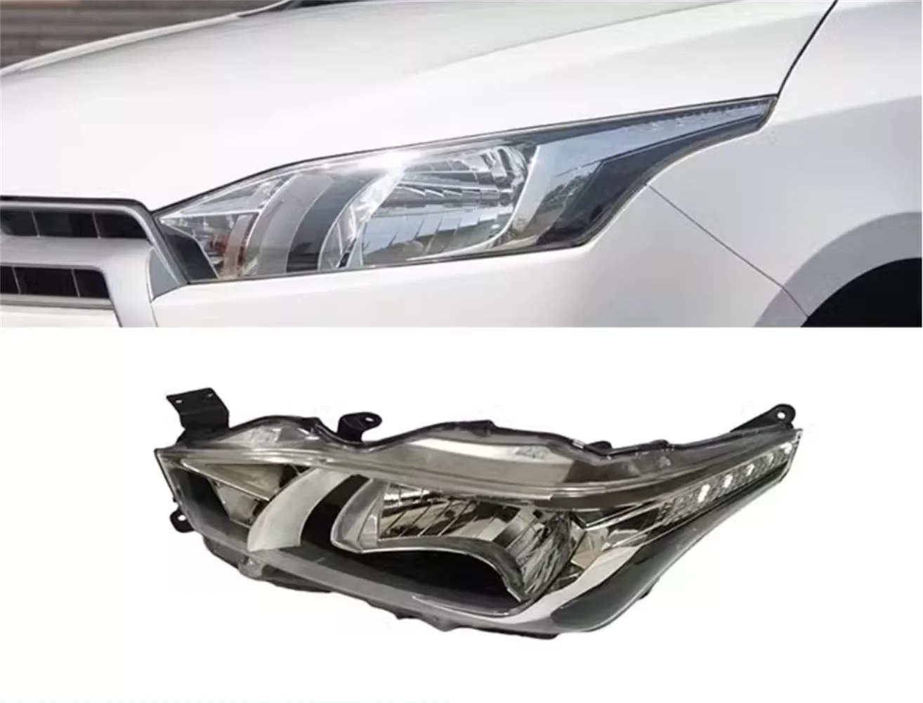 Car front lamp cover Headlight half Assembly for 14-16 Toyota Yaris L DRL daytime running Light turn signal