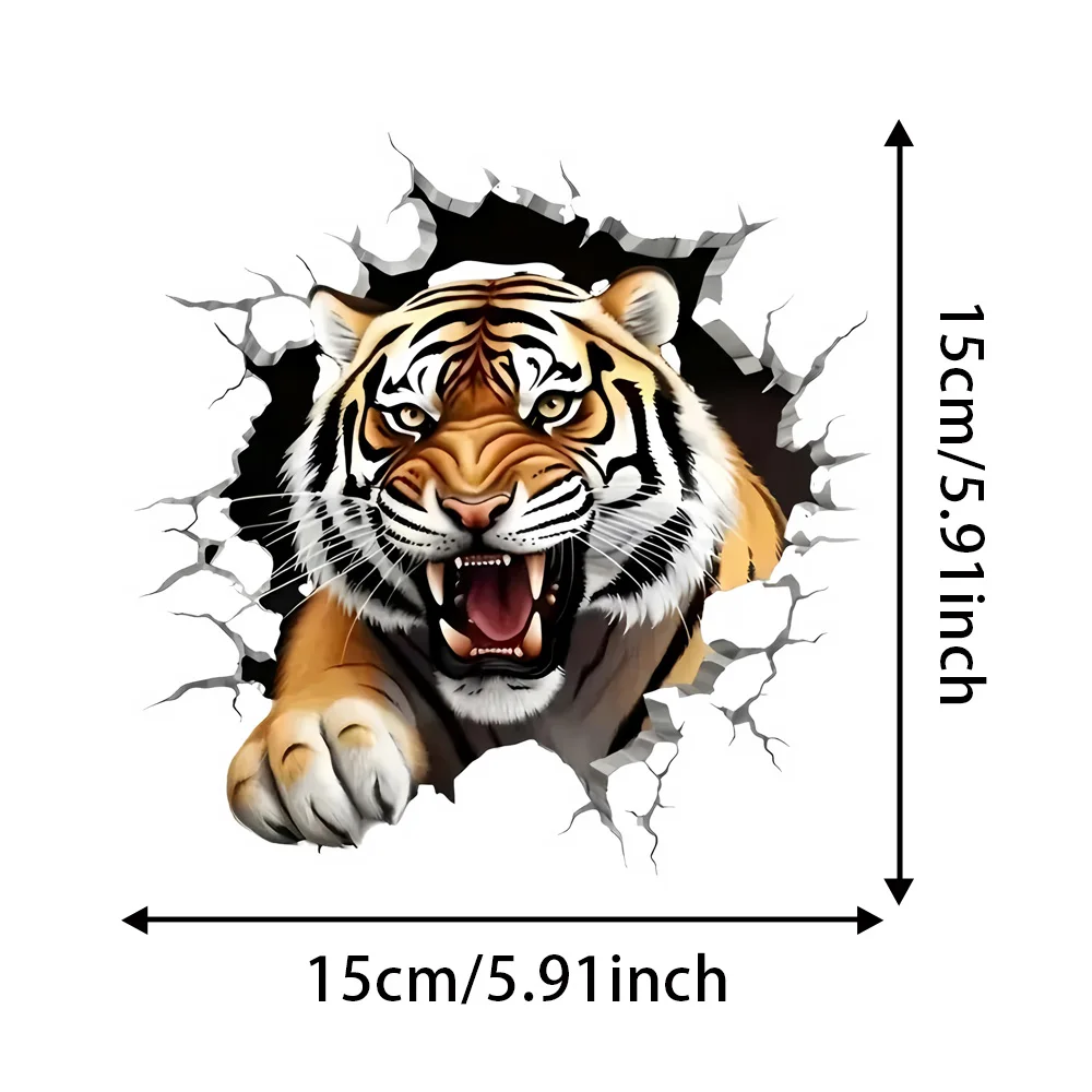 Tiger Break The Wall Car Sticker 15x15cm Waterproof Vinyl Decal Funny Exterior Accessories for Vehicles Trucks SUV