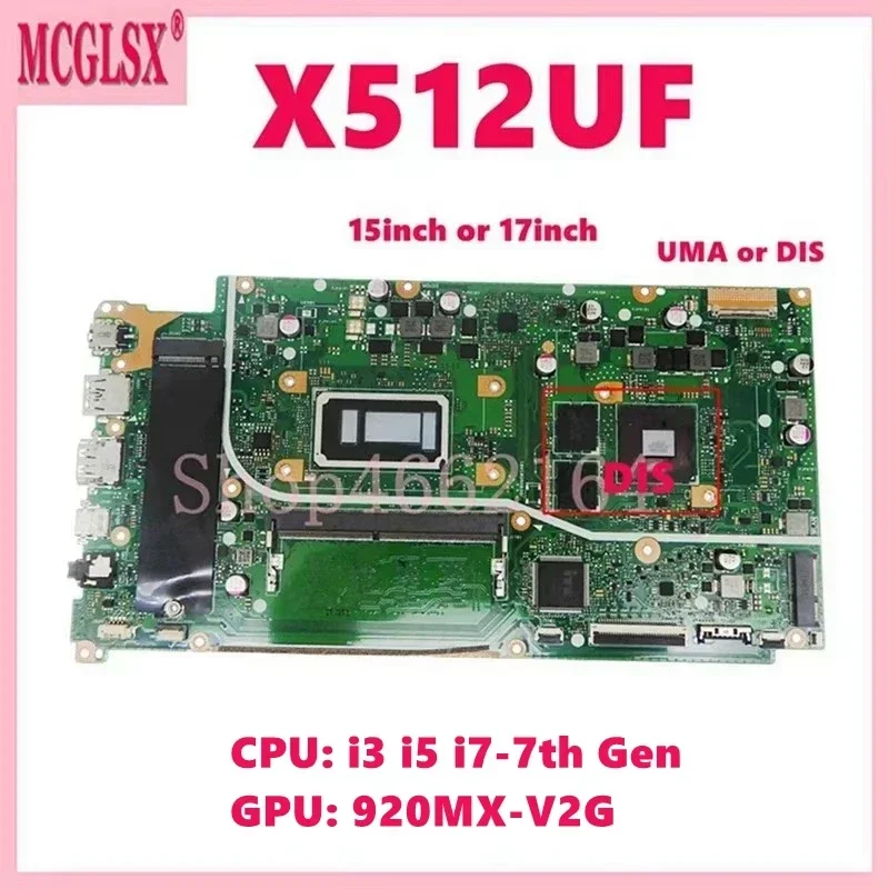 X512UF i3 i5 i7 CPU 4GB-RAM Moederbord Voor Asus X512UA X512UB F512U A512U Y5100U V5000UA X712UA X712UB X712UF Laptop Moederbord