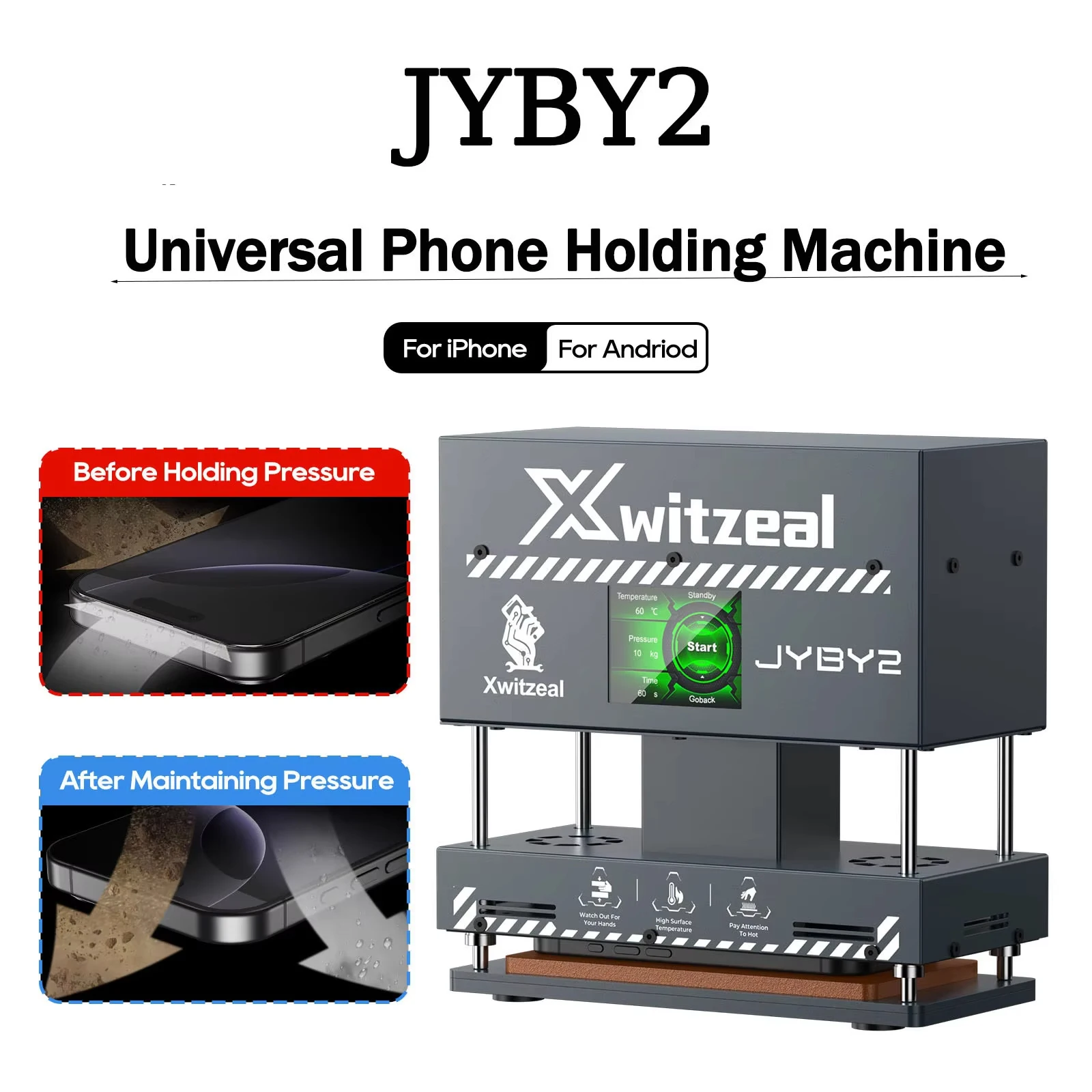

Automatic Phone Screen Press Machine Bracket Fixture for iPhone Android Repair 0-50KG Uniform Heating JYBY2