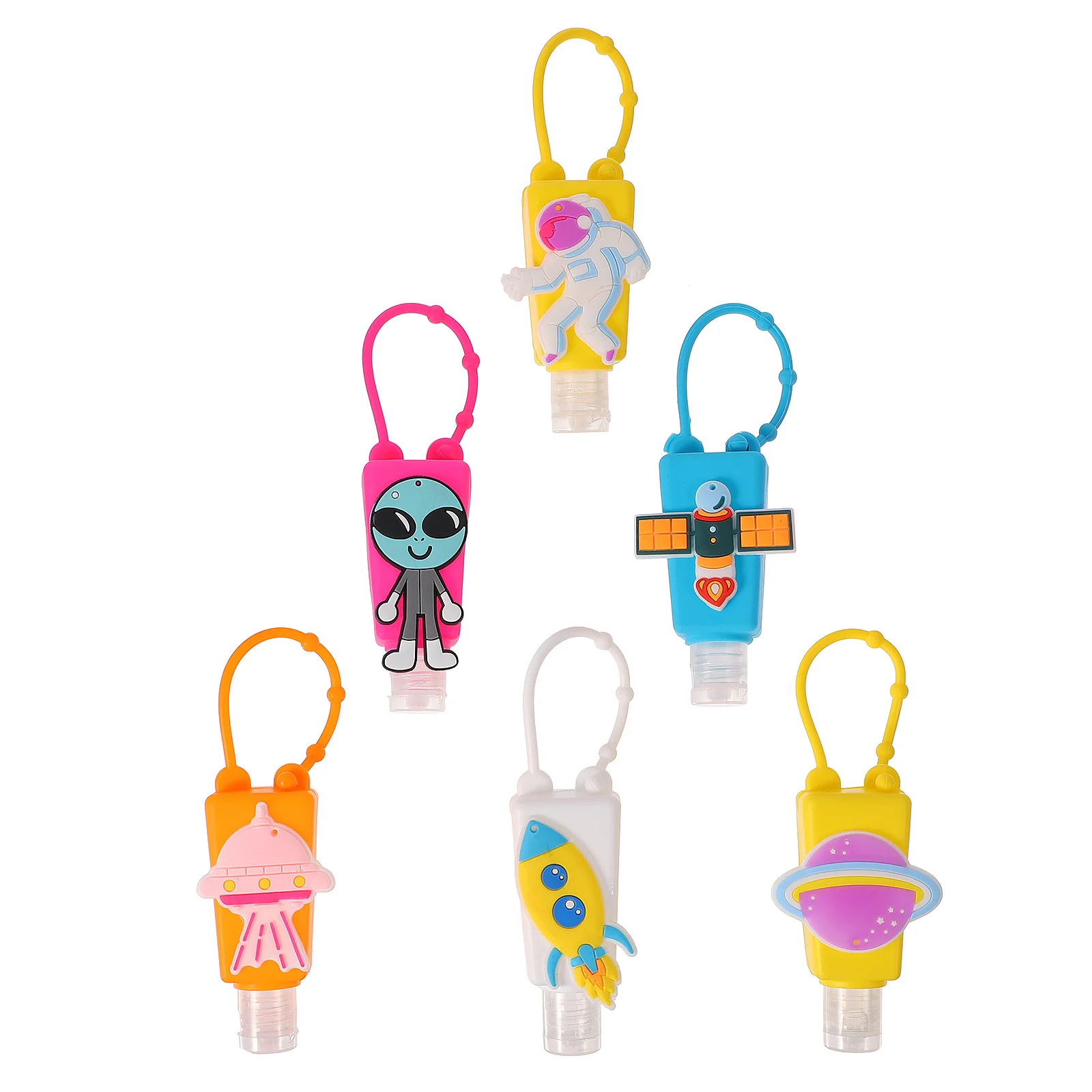 

6Pcs Cartoon Portable Silicone Cover Hand Bottles Travel Hanging Leak Proof Liquid Containers Mini Lotion Dispensers Loop Hook