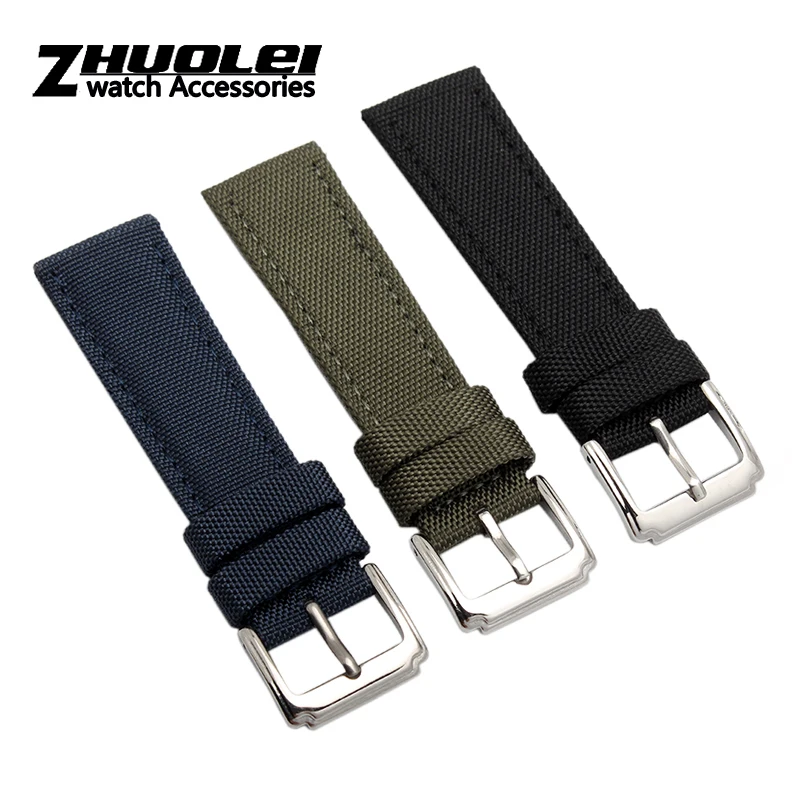 Voor SKX007 SKX009 Polsband Nylon Canvas Duurzaam Sport Gewatteerde Horloge Band Comfortabele Lederen Voering Band 18 19 20 21 22 23 24Mm