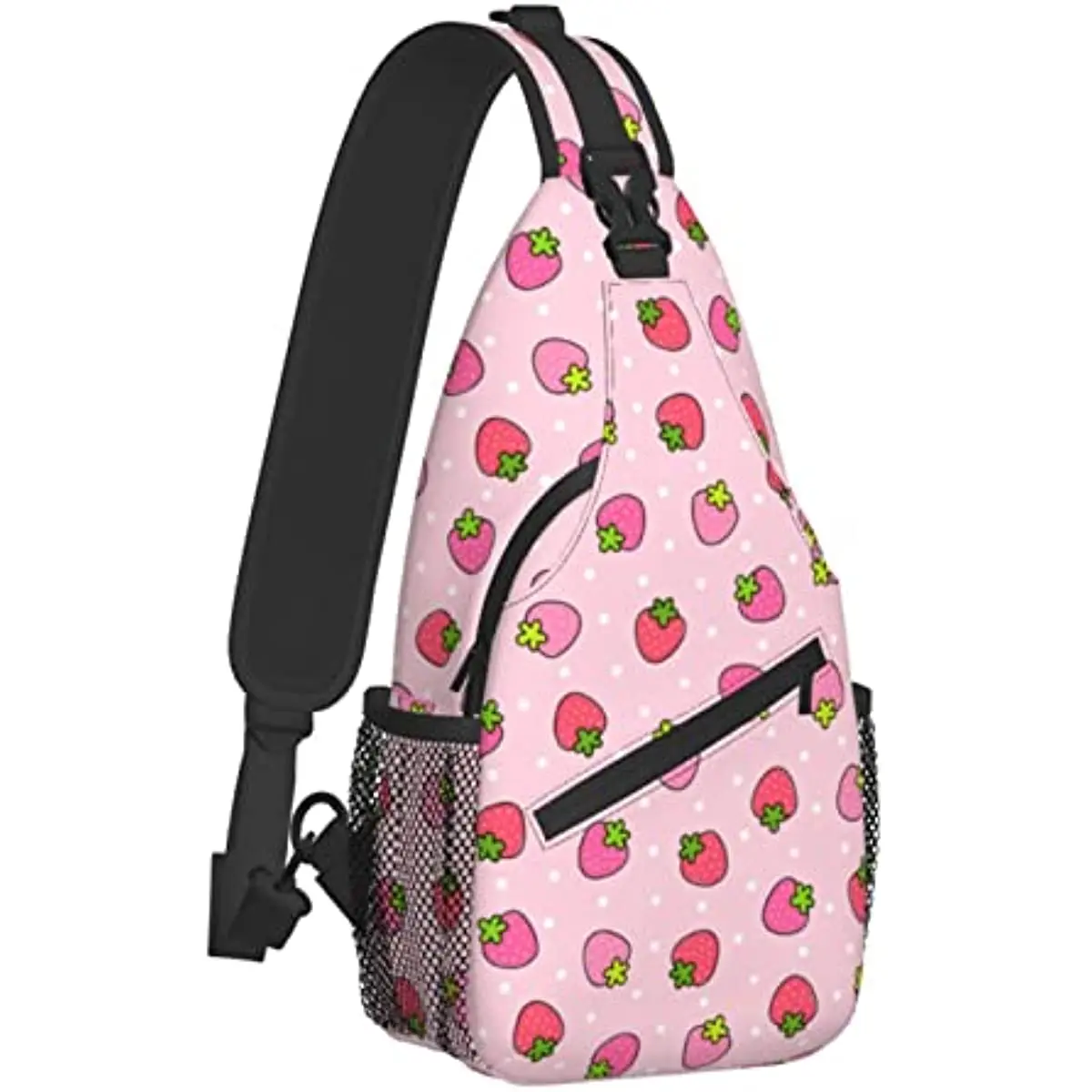 Strawberry Sling Bag para mujer, mochila cruzada en el pecho, mochila de día para senderismo, viaje informal, playa al aire libre, talla única