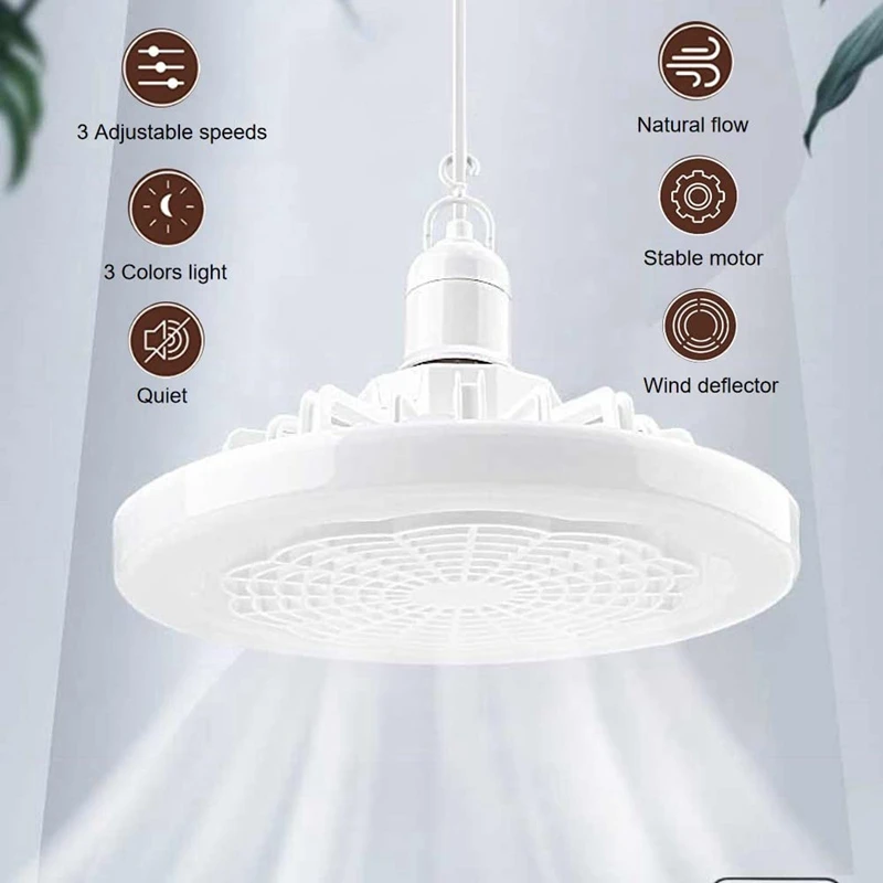 Ventilador de techo inteligente con luz y Control remoto, lámpara LED de iluminación para dormitorio y cocina, E27