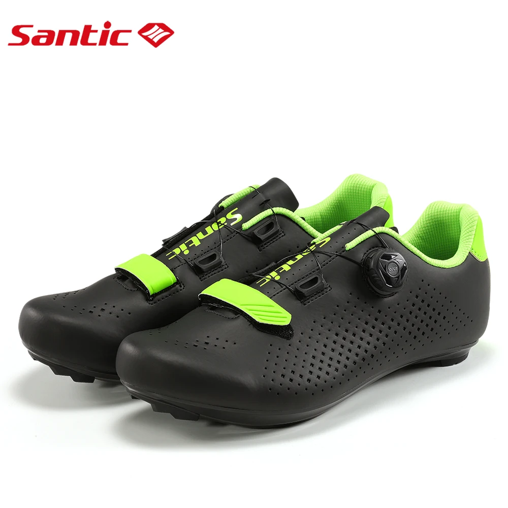 Santic Cycling Shoes Mens Outdoor Road Riding Sports Sneakers Summer Breathable Air Hole Adjustable Auto-lock Mountain Bike Shoe