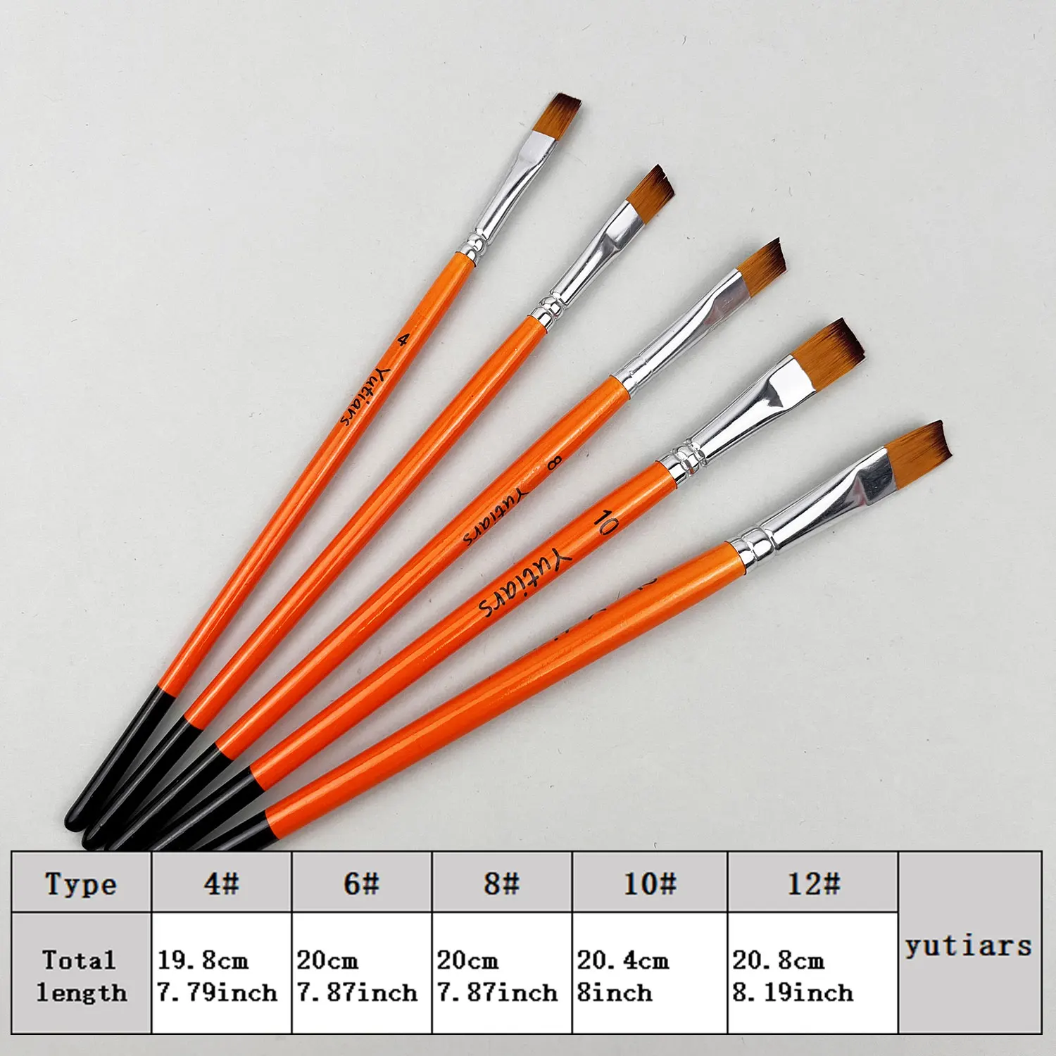 5pcs Flat Artist Paint Brush Set with Wooden Handles - Premium Synthetic Nylon Bristles for Acrylic, Oil, Watercolor & Gouache