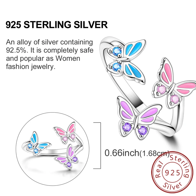 Women's 925 Sterling Silver Firefly Rose Ring