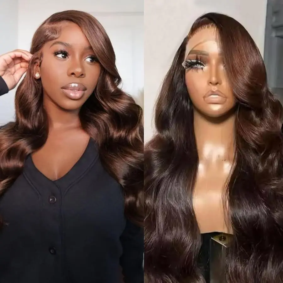 

Brown Lace Front Wig 26 Inch 13x4 Body Wave HD Lace Front Wigs Human Hair Pre Plucked 180 Density Brown Wig for Women